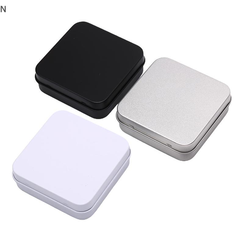 NS Mini Kim Loại Tins Hộp Đựng Vuông Bản Lề Lật Lưu Trữ Hộp Thiếc Trang Sức Hộp Đựng Đồng Xu NS
