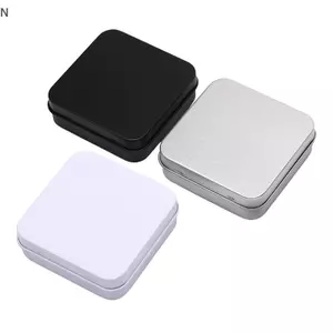 NS Mini Kim Loại Tins Hộp Đựng Vuông Bản Lề Lật Lưu Trữ Hộp Thiếc Trang Sức Hộp Đựng Đồng Xu NS