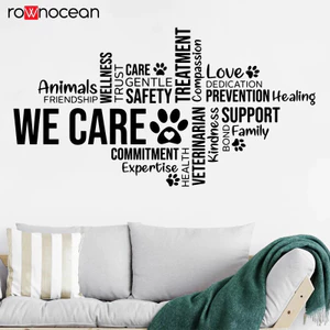 Bệnh viện động vật Pet Grooming Shop Phòng khám thú y Tường Vinyl Decal Cửa sổ Nhãn dán kính có Paw Biểu tượng