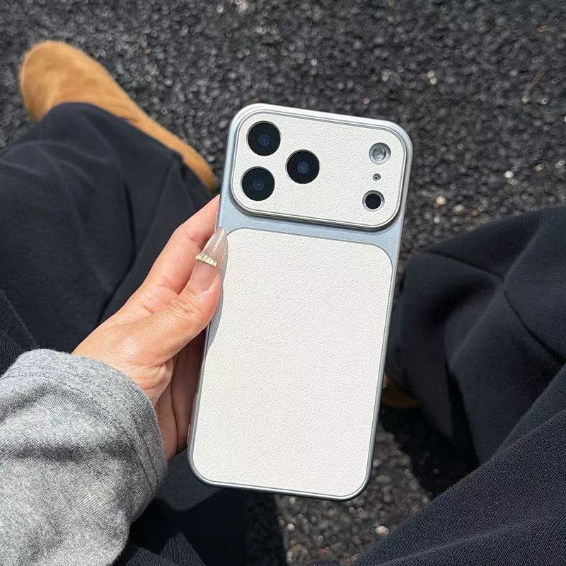 Ốp Lưng Cho IPhone 14 17 11 13 16 15 12 Pro Max Air 14 15 16 13 Plus Tối Giản Lychee Da Họa Tiết Cảm Giác Da Mềm Bao