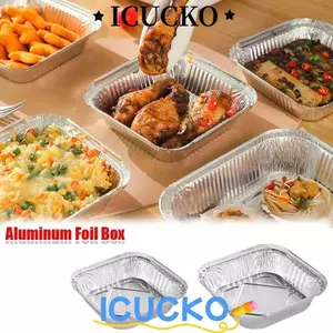 ICUCKO 10 / 20 / 30 Khay giấy nhôm chiên không khí, Bát đựng thực phẩm chống dầu vuông, Dụng cụ làm bánh nhà bếp chống dính dùng một lần để nướng