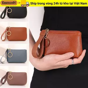 Ví ESSENCEH, Ví dây kéo màu trơn, Túi ly hợp đa chức năng bằng da PU