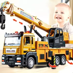 Xe cứu hộ cần cẩu ROLY, Mô hình xe kỹ thuật cỡ lớn bằng hợp kim, Mô hình máy trộn Đồ chơi quán tính Âm thanh Đèn đồ chơi điện Xe tải xây dựng Đồ chơi xếp hình