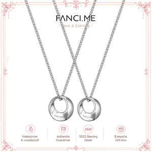FANCIME "Tình Yêu & Cuộc Sống" Vòng Tròn Mobius Vòng Cổ Bạc Sterling