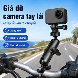 Giá đỡ máy ảnh hành trình xe đạp xe máy, hợp kim nhôm xoay 360°, tương thích Insta360 GoPro DJI