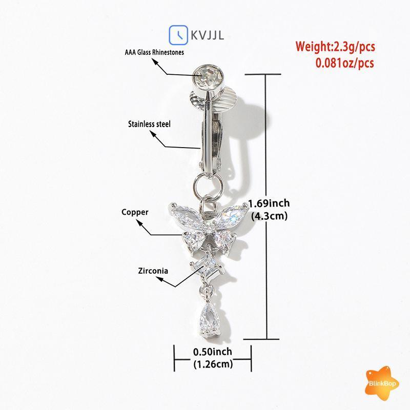 [KvJJL-t] Giả Bụng Bướm Giả Bụng Xuyên Bướm Kẹp Trên rốn Rốn Giả Cướp Biển Bướm Sụn Bông Tai Kẹp Cơ Thể Xuyên Trang Trí Mới