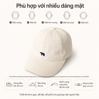 Mũ lưỡi trai nam nữ form mềm Go Moon House thêu Gấu nón kết kaki cotton thoáng mát kiểu hàn form chuẩn dễ phối đồ