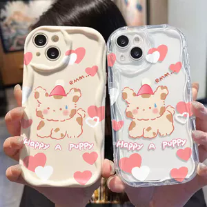 Ốp Lưng Cho Samsung Galaxy S26 S25 S24 S23 S21 S22 Plus Ultra 20 FE J7 Prime A03 A03S A02 A02S M02 A12 M12 A20 A30 Kem Vồng Cong Edge Motif Cute Puppy NYK197