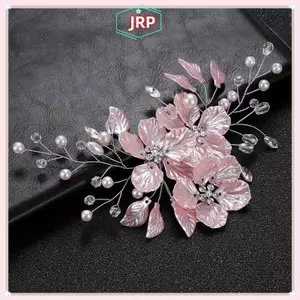 JRP Pha Lê Ngọc Trai Hoa Kẹp Tóc Thanh Lịch Mũ Dành Cho Nữ Ngọc Quý Cô Dâu Cưới Phụ Kiện Tóc JRP