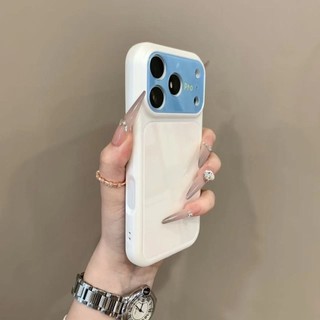 Ốp Điện Thoại Di Động Cửa Sổ Lớn Màu Sắc Tương Phản Sang Trọng Cho iPhone17 Pro Max 16 15 14 13 Pro Max Bảo Vệ Camera Chống Sốc Ốp Lưng Cứng Chống Rơi