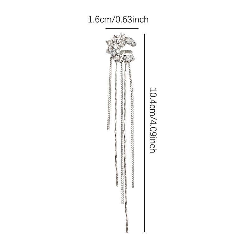 AN.MART Thời Trang Sáng Bóng Zircon Moon Star Dài sel Kẹp Tai Không Xuyên Bông Tai Thiết Kế Hợp Thời Trang Sang Trọng Nữ Vòng Đeo Tai Trang Sức Dự Tiệc VN