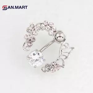 AN.MART Pha Lê Kim Cương Giả Rỗng Bướm Bụng Nút Nhẫn Thời Trang Rốn Móng Tay Cho Nữ Thép Không Gỉ Gợi Cảm Cơ Thể Xuyên Trang Sức VN