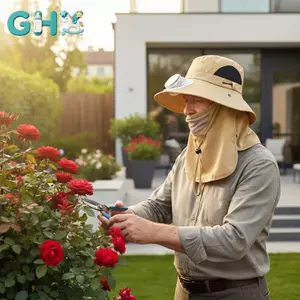 GHX Quạt Kép Chạy Bằng Năng Lượng Mặt Trời Mũ Chống Nắng Vành Rộng Có Thể Điều Chỉnh Cho Cắm Trại Ngoài Trời Làm Vườn Giữ Thoáng Mát Cả Ngày VN