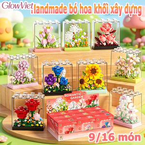 Bộ DIY 9/16 Hoa Lắp Ráp,Quà tặng cho người yêu,Handmade bó hoa khối xây dựn,Mô Hình Khối Xây Dựng Sáng Tạo