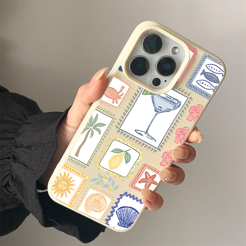 Ốp lưng cho iPhone 17 16 Pro Max 15 14 13 12 11 Ốp lưng điện thoại Summer Stamp