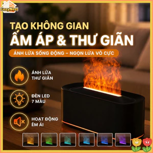 Máy xông tinh dầu ngọn lửa 7 màu - Tạo không khí lãng mạn, phun sương êm, đèn ngủ, quà tặng để bàn