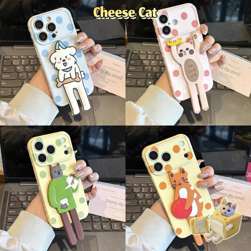 Thay đổi thành 17 Pro Max Ốp điện thoại hình chó mèo chân dài màu kẹo ngọt cho iPhone 11 12 13 14 15 16 17 Pro Max