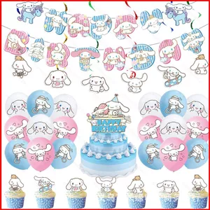 ST2 Sanrio Cinnamoroll theo chủ đề trang trí kỷ niệm tiệc sinh nhật tấm biểu ngữ khăn trải bàn dùng một lần Bộ đồ ăn TS2