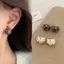 Bông tai hình bán nguyệt PYCOU, Cà phê trang sức / Bông tai nữ màu be, Bông tai thời trang chấm bi Hàn Quốc cổ điển dành cho nữ