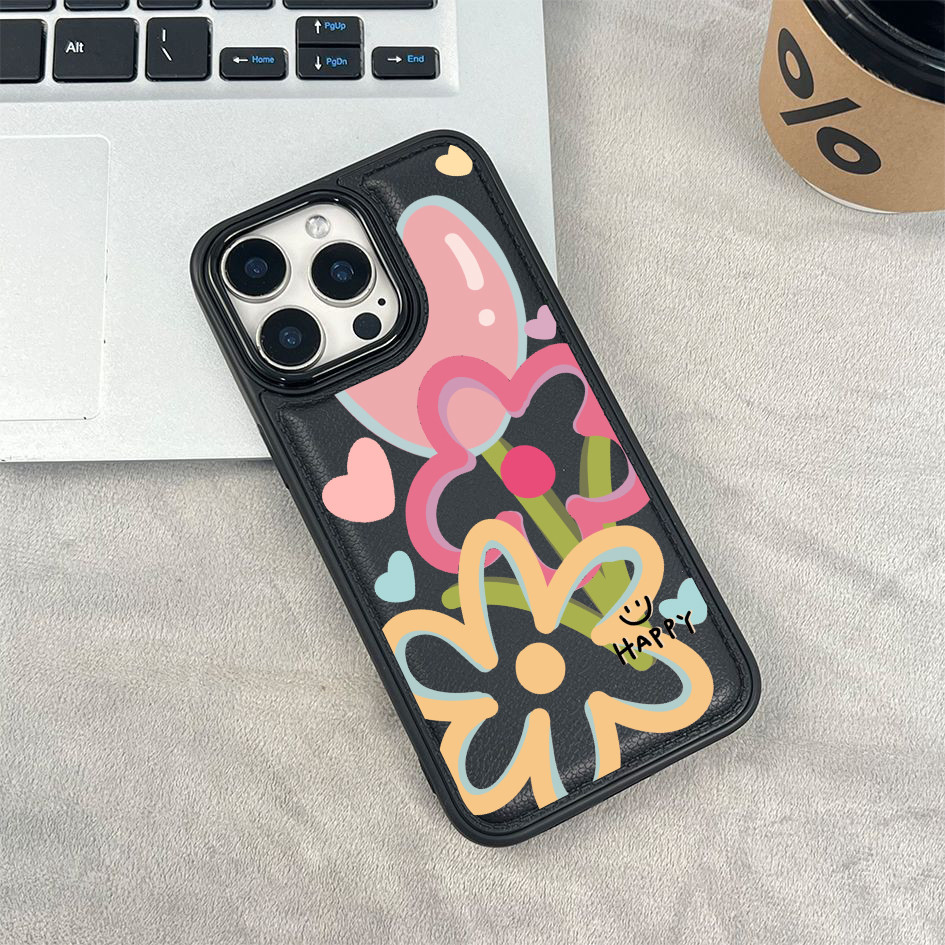 Ốp điện thoại cho iPhone 17/16 Pro Max/15/14/13/12/11 15/14/13/12/11; Họa tiết hoa tulip vẽ nguệch ngoạc
