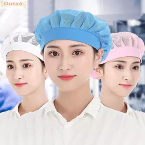 Mũ nấu ăn OUSXA, Băng đô làm việc kèm mũ đầu bếp tóc, Bếp dịch vụ thực phẩm Lưới tóc Nấu ăn Mũ vệ sinh Căng tin
