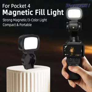 WANYEDI Đèn lấp đầy từ tính, Đèn Selfie Video có thể sạc lại nhẹ, Phát hành nhanh Đèn chụp ảnh độ sáng có thể điều chỉnh cho phụ kiện máy ảnh Gimbal DJI Osmo Pocket 4