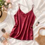 WEETW Spaghetti Dây Đeo Top, Áo hai dây nữ cổ chữ V không tay mùa hè, Màu trơn Rời Stain Silk Nữ Đế Áo Vest Nội thất nữ