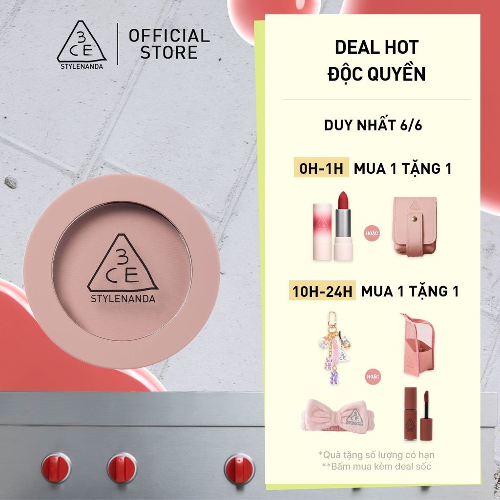 Phấn Má Hồng 3CE Face Blush Chuẩn Màu, Mịn Lì, Tươi Tắn Nhẹ Nhàng Đầy Tự Nhiên, Chuẩn Màu Tệp Lên Da