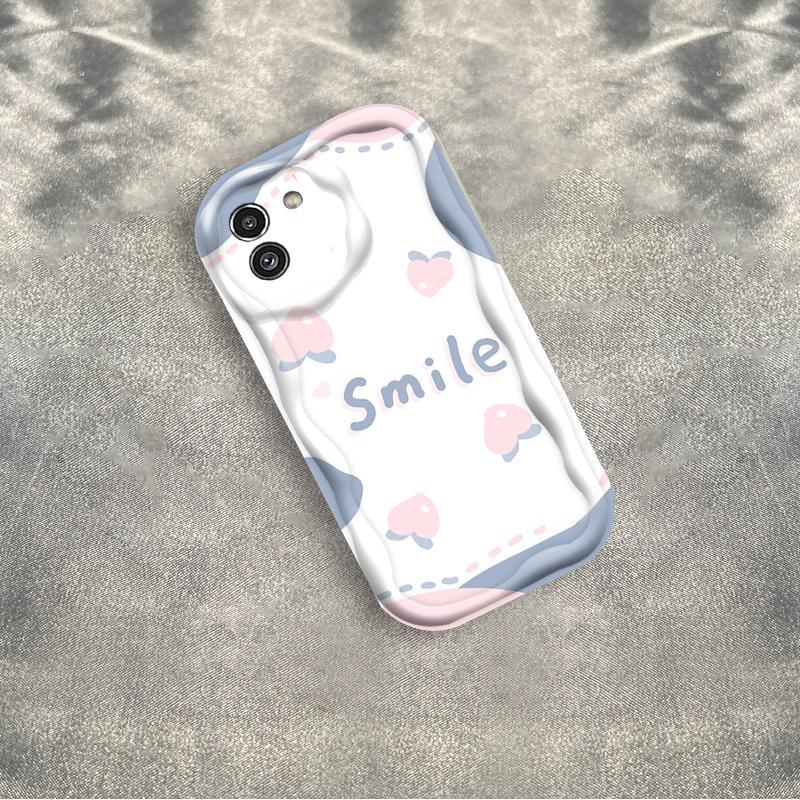 Thích hợp cho Samsung A03 3D Thẩm Mỹ Mềm TPU Flower Smile Ins Style Vỏ Điện Thoại Chống Sốc
