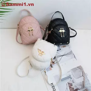 ZK Hình Thoi Sinh Viên Ba Lô Hai Lớp Thời Trang Nữ Swan Tua Rua Mặt Dây Chuyền Mini Ba Lô VN