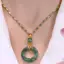 Vòng cổ tre cổ điển ZK với mặt dây chuyền giả ngọc bích, cổ hoa Totem mặt trời VN