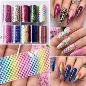 CAST Dán Móng Tay, Họa Tiết Sọc Da Báo In Móng Tay, Hoa Thời Trang Hiệu Ứng Kim Sa Lấp Lánh Làm Móng Tay Đề Can DIY