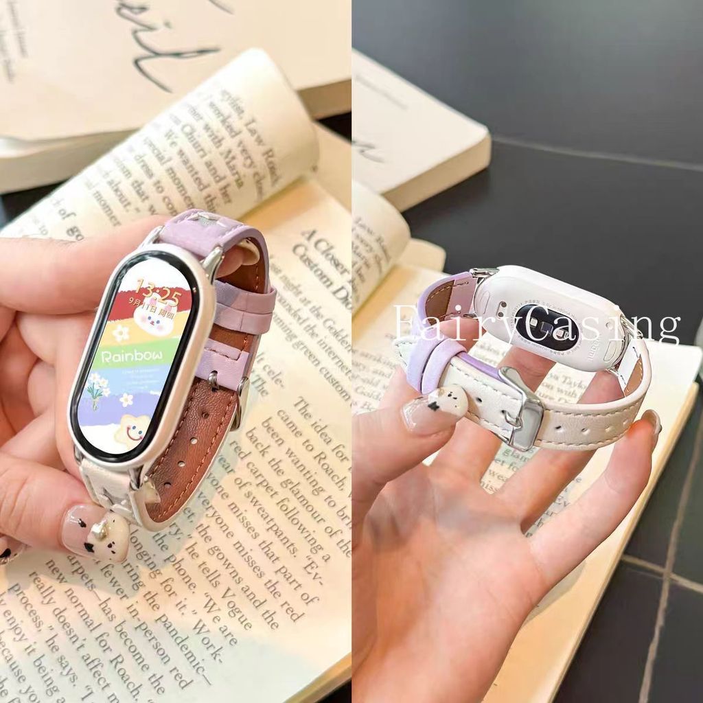 Dây Da Thời Trang Cho Xiaomi Mi Band 10 9 8 7 6 5 4 3 Vòng Tay NFC Cho Redmi Watch 6 5 4 Dây Đeo Đồng Hồ Thay Thế