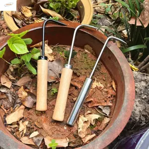 ZENZON Tay Cầm Bằng Gỗ Móc Rễ, Tay Cầm Thoải Mái Móng Vuốt Đơn Chậu Móc Rễ, Dụng Cụ Đất Rời Di Động Mạnh Mẽ Móc Cỏ Sân Vườn