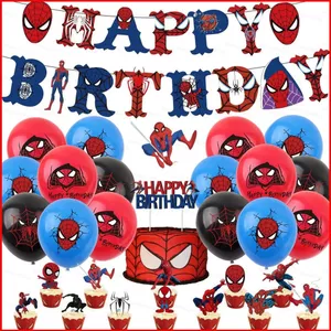 ST2 Marvel Người Nhện Chủ Đề Avengers Trang Trí Tiệc Sinh Nhật Bộ Topper Bóng Bay Biểu Ngữ Đảng Nhu Cầu Bố Trí Cảnh