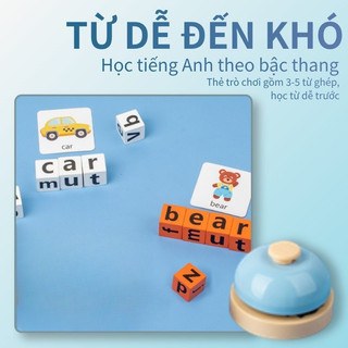 bộ thẻ ghép chữ cái gỗ đồ chơi học tiếng anh đánh vần tư duy ngôn ngữ cho trẻ mầm non