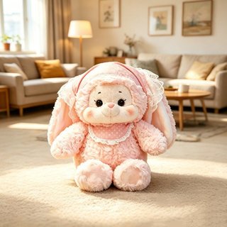 【BabyJoy】Gấu bông thỏ hồng cừu trắng,nhồi bông mềm mịn,ôm ngủ, quà bé gái,trang trí phòng dễ thươn