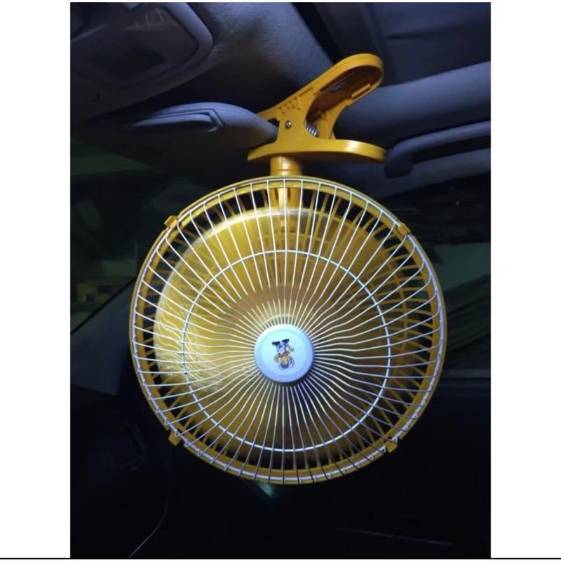 Quạt vàng lồng to 12V và 24V Kẹp Trên Ô Tô, Xe Hơi, Xe Tải Có Lồng Sắt Cao Cấp Kẹp Bình Ắc Quy Thiết Kế Nhỏ Gọn Tiện Lợi