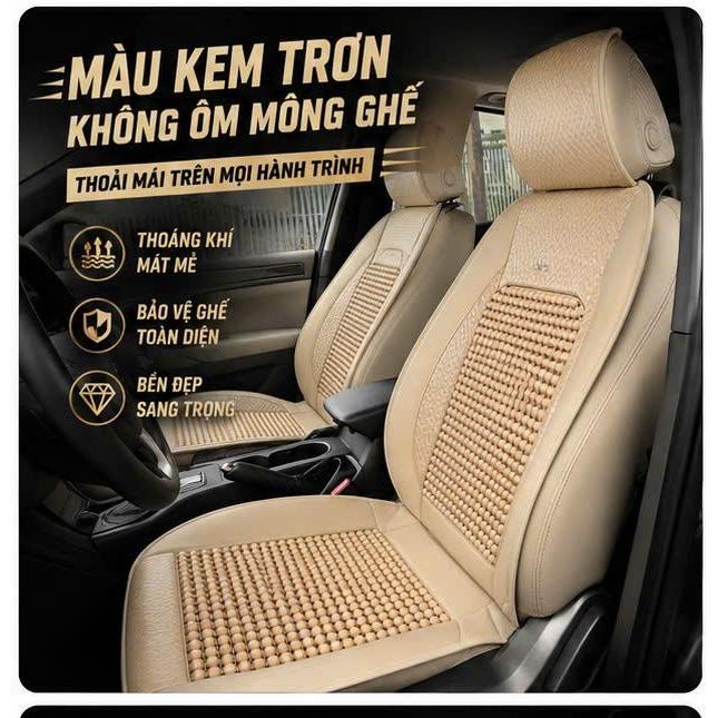 Lót ghế ô tô hạt gỗ mẫu trơn massage cao cấp – đệm ghế da chống nóng thoáng khí