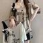 Mùa Hè 2026 Phong Cách Mới Của Mỹ Retro Rách Rời Vai Xếp Ly Áo Thun Ngắn Tay Rời Top INS