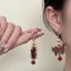Merad Màu Cà Phê Chó Con Đính Hạt Bông Tai Nữ Mới Phong Cách Trung Hoa Cổ Bông Tai Thiết Kế Niche Retro Phù Hợp Với Bông Tai Hợp Thời Trang