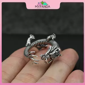 MYPANDA Retro Độc Đoán Phong Cách Dân Tộc Nhẫn Rồng Dành Cho Nam Thoáng Mát Mở Nhẫn Có Thể Điều Chỉnh Punk Vintage Thời Trang Ngón Tay Phụ Kiện Trang Sức.