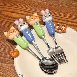 Disney Disney Judy Nick Đồng Thương Hiệu Thép Không Gỉ 304 Bộ Đồ Ăn Thìa Nĩa Súp Thìa Cơm Bàn Thìa Giá Trị Cao 6.8