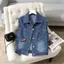Áo Vest Denim có ve áo cổ điển Hàn Quốc dành cho nữ 2026 Phong cách mới dáng rộng mỏng hơn Áo khoác ghi lê không tay phù hợp