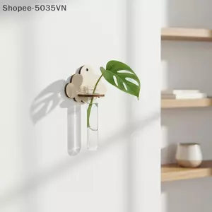 {AKIN} Giá đỡ cây ống nghiệm treo tường bằng gỗ trang trí nội thất cho thủy canh Monstera {a}