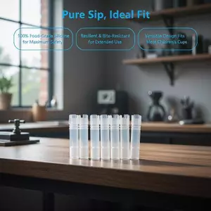 Pufangbliss 10 Chiếc Có Thể Cắt Thực Phẩm Silicon Lỏng Sippy Cốc Ống Hút Đa Năng Thay Thế Phụ Kiện Cho Tất Cả Các Ly Cách Nhiệt VN