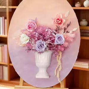 Chậu hoa nửa tường AMLU, Tranh sơn dầu kiểu Pháp DIY Bình treo tường, Bình cắm hoa trắng vẽ tay trang trí nhà cửa