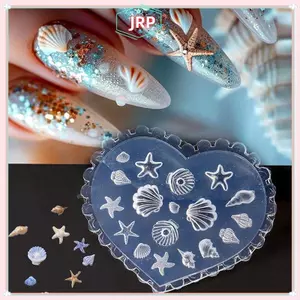 JRP 1 Chiếc Ocean Series Động Vật Khuôn Silicon Vỏ Biển Conch Nail Stamplates Sao Biển Sứa 3D Mềm Quyến Rũ Làm Móng Tay Khuôn Stencil Dụng Cụ JRP