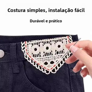 YUUKII 1 / 4 Cái Quần Jean Thắt Lưng Mở Rộng, Bông Điều Chỉnh Thắt Lưng Mở Rộng, Rỗng Ren Vòng Eo Bà Bầu Cho Quần Jean Quần