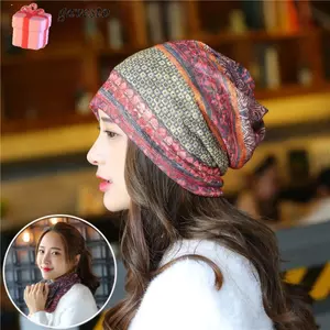 Mũ Turban nữ GAVESTO, Mũ chui đầu mỏng quấn đầu thoáng khí, Vỏ cổ in họa tiết